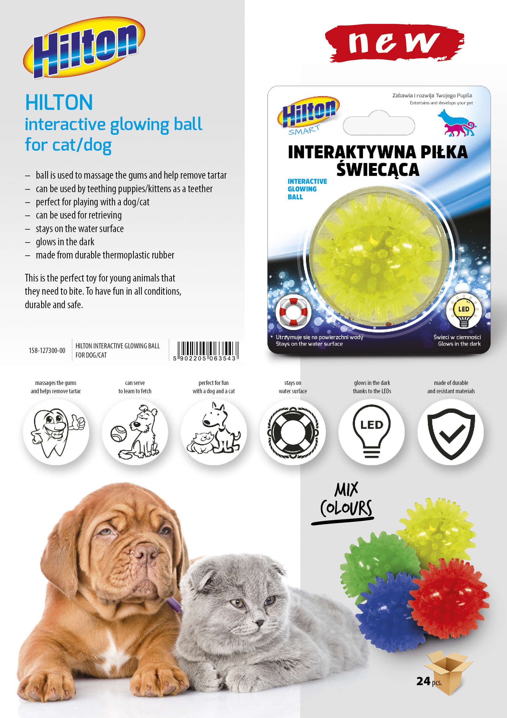 Interaktiivne helendav pall koertele/kassidele, pakub lõbu ja stimuleerib vaimset tegevust. 🎾🐱