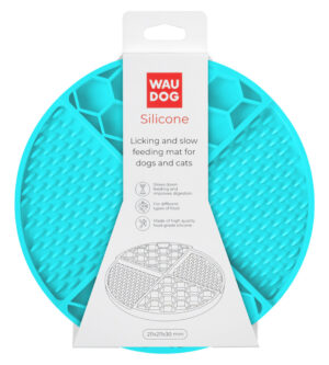 Silikoonist aeglase söömise matt sinine, 211x211x30mm, sobib koertele ja kassidele, toitumise aeglustamiseks ja seedimise parandamiseks.