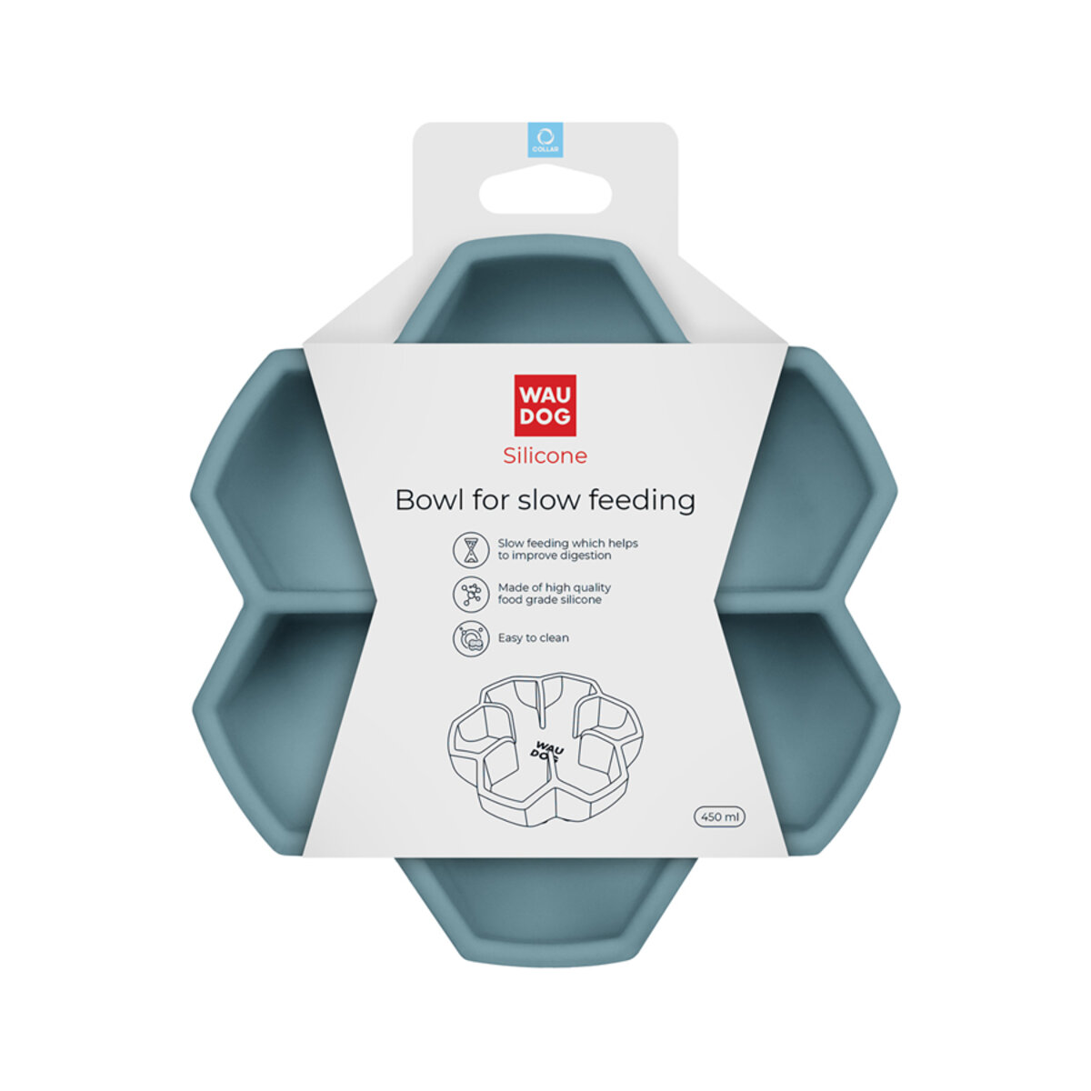 Silikoonist aeglaseks söömiseks mõeldud kauss hall, 450 ml, sobib koertele ja kassidele, aitab aeglustada söömist ja parandada seeläbi seedimist.