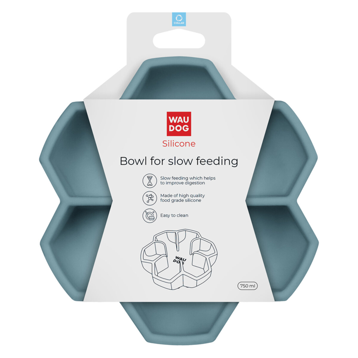 Silikoonist aeglaseks söömiseks mõeldud kauss hall, 750 ml, aitab vältida ülesöömist ja parandab seedimist.