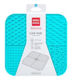 Silikoonist lakkumismatt sinine, 190x190x10mm, sobib koertele ja kassidele, aitab aeglustada söömist ja parandada seedimist.