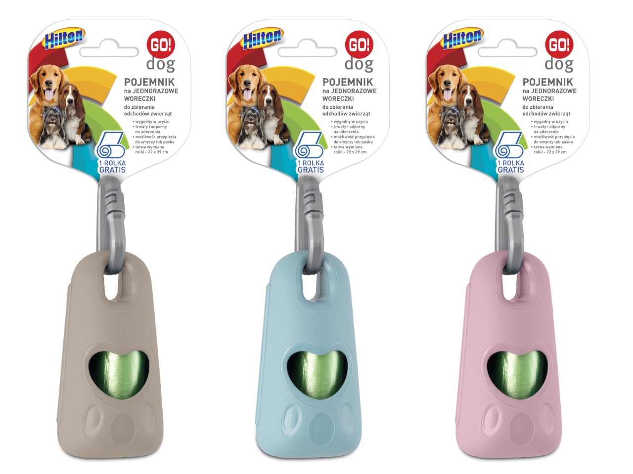 Koerte kakakottide hoidikud, erinevad värvid